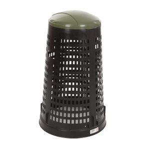 Affaldsstativ, V-Part, sort, plast, 110 l, med gr�nt l�g og s�kkeholder, til udend�rs brug *Denne vare tages ikke retur*