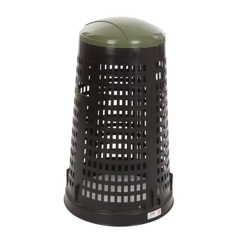 Affaldsstativ, V-Part, sort, plast, 110 l, med gr�nt l�g og s�kkeholder, til udend�rs brug *Denne vare tages ikke retur*