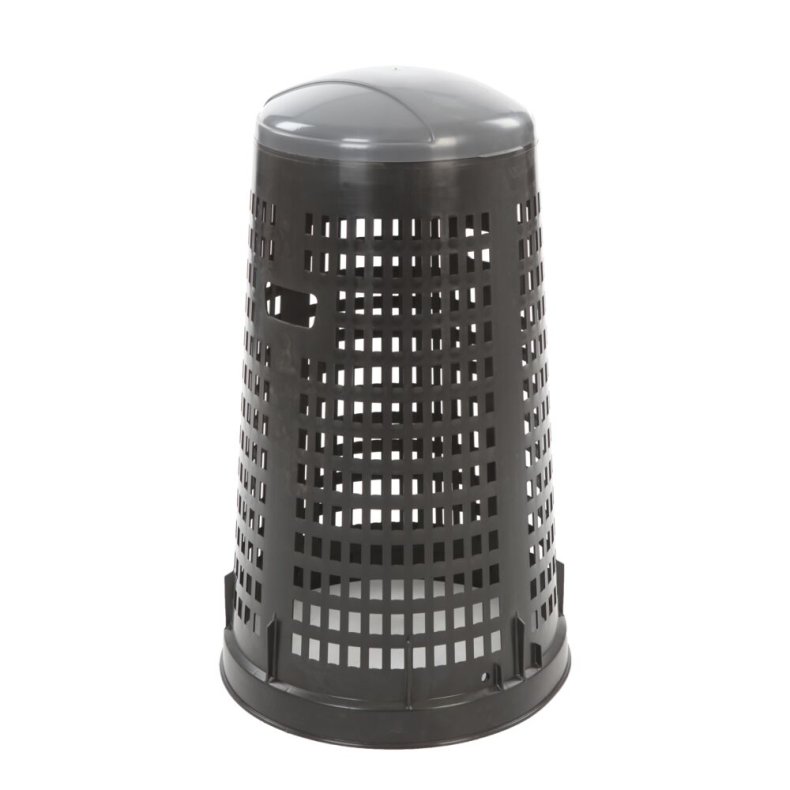 Affaldsstativ, V-Part, sort, plast, 110 l, med lysegr�t l�g og s�kkeholder, til udend�rs brug *Denne vare tages ikke retur*