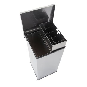 Affaldsspand, Carro-Line Carro-Mix, st�l mat, rustfrit st�l, 2-rums, 2x52,5 l, med et rum til kopper *Denne vare tages ikke retur*