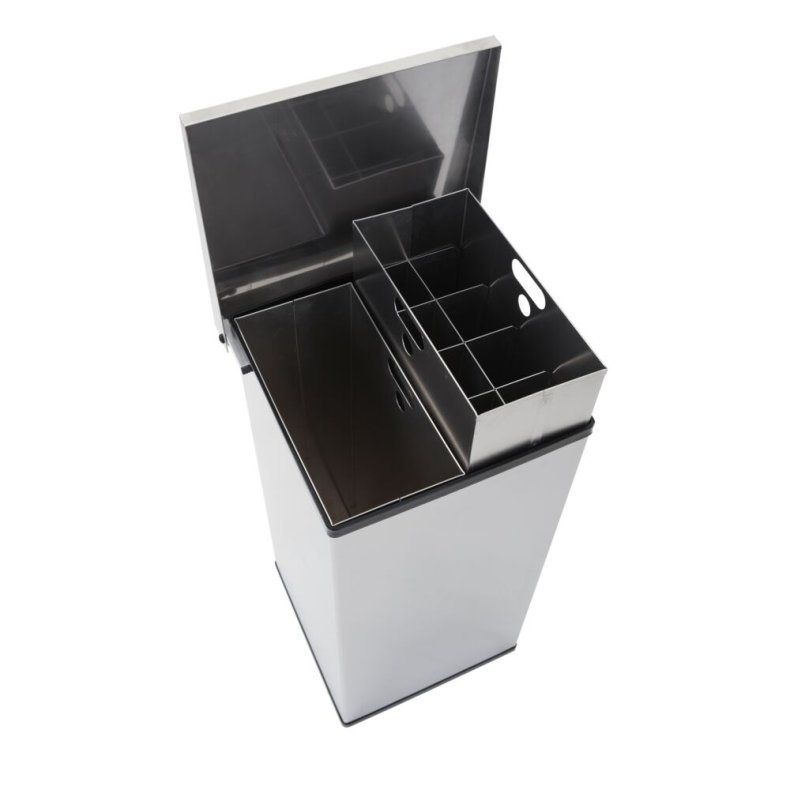 Affaldsspand, Carro-Line Carro-Mix, st�l mat, rustfrit st�l, 2-rums, 2x52,5 l, med et rum til kopper *Denne vare tages ikke retur*