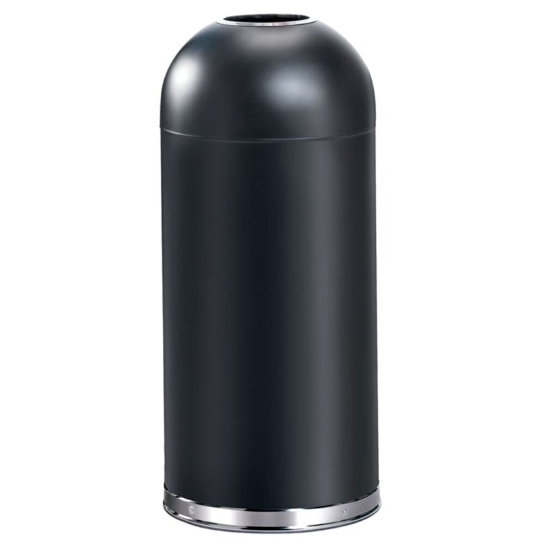 Affaldsspand, V-Part, sort mat, pulverlakeret metal, 55 l, med detaljer i s�lvfarve, �ben top og galvaniseret inderspand