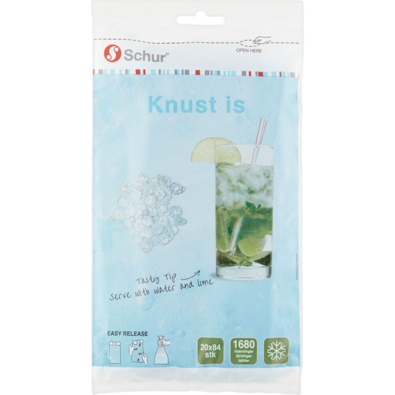 Isterningepose, Schur, 171 ml, lysebl�, LDPE/virgin, 18x34cm, til knust is