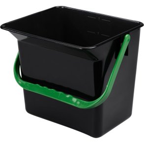 Inventarspand, 21x24x22cm, 6 l, sort, plast, med gr�n hank