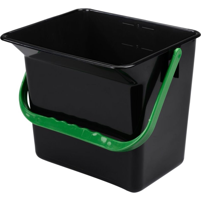 Inventarspand, 21x24x22cm, 6 l, sort, plast, med gr�n hank