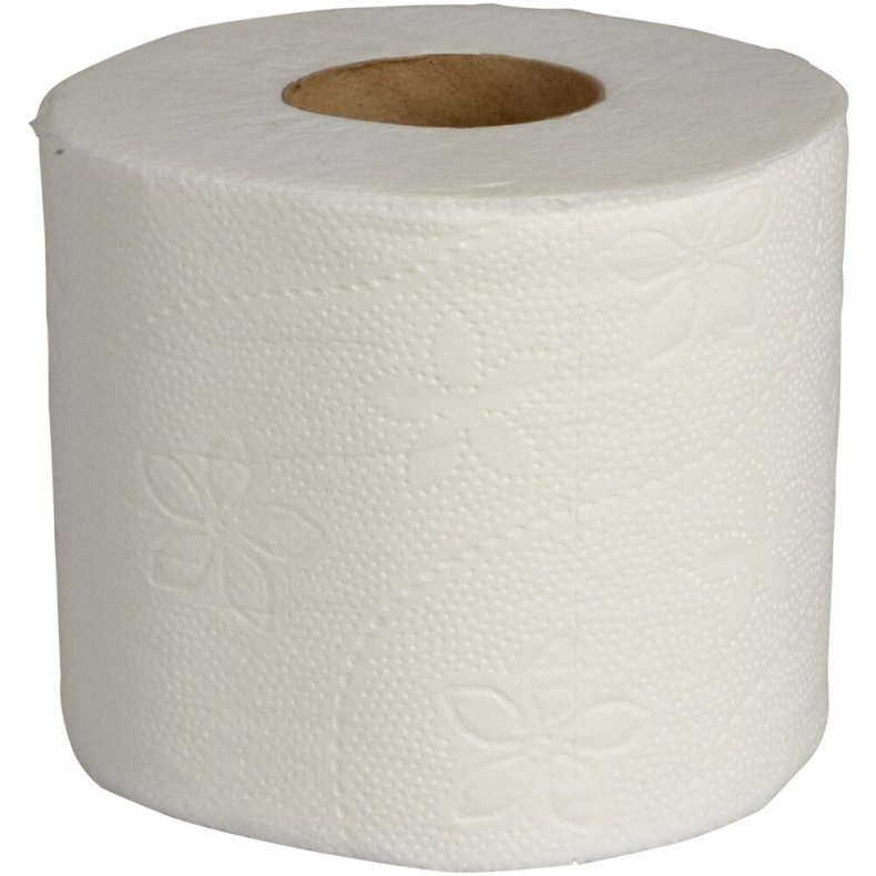 Toiletpapir, neutral, 2-lags, 44m x 9,5cm, �12cm, hvid, nyfiber