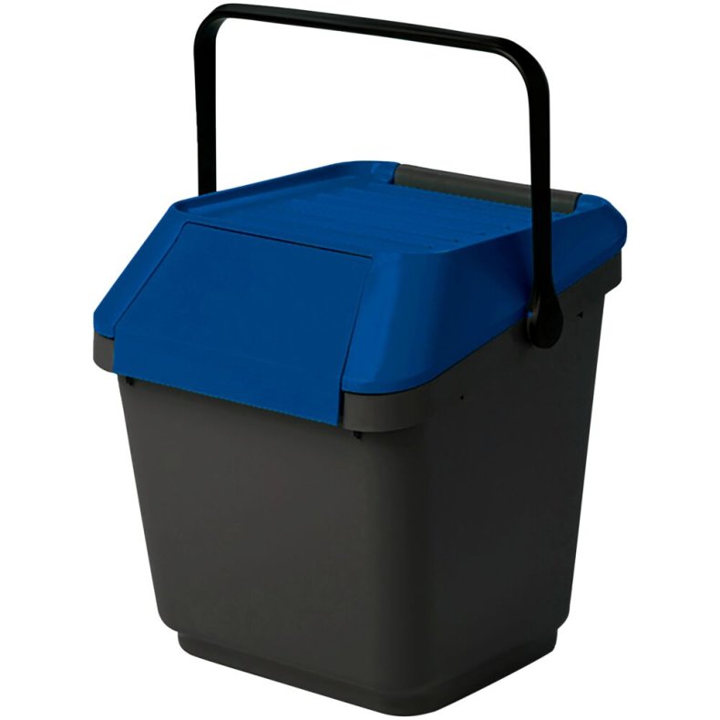 Affaldsspand, EasyMax, gr�, plast, 35 l, med bl� l�g, stabelbar *Denne vare tages ikke retur*