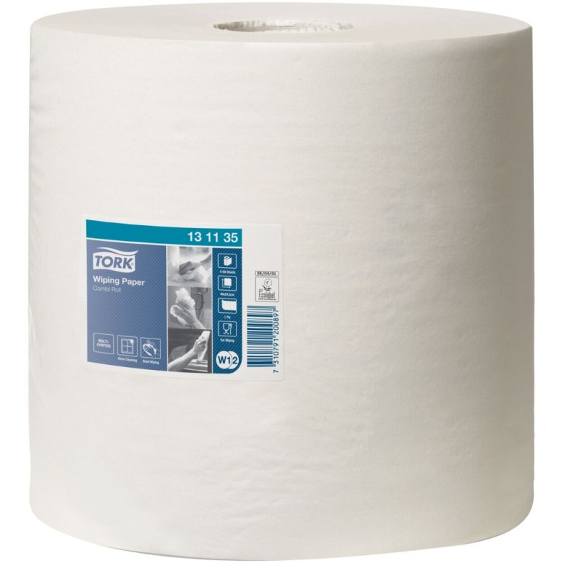 V�rkstedsrulle, Tork W1, 1-lags, 1150m x 23,5cm, �38cm, ubleget, genanvendt papir