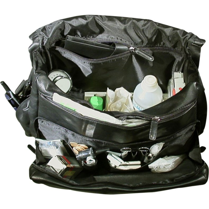 L�getaske, Pico Bello, 40x20x33cm, sort, bl�d Nappa l�der, skulderrem og ampul dispenser