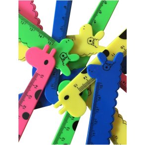 Leget�j, 18cm, lineal Laura, dyreform, gr�n, bl�, gul og pink