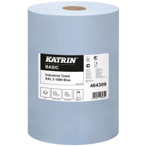 V�rkstedsrulle, Katrin Basic, 2-lags, 360m x 38cm, �29cm, bl�, blandingsfibre *Denne vare tages ikke retur*