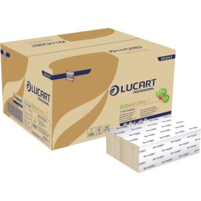 H�ndkl�deark, Lucart T3 Natural, 2-lags, Z-fold, 24x22,5cm, 8 cm, ubleget, genanvendt papir