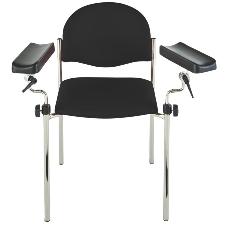 Blodpr�vetagningsstol, Simpex Haemo-Perfekta, sort, med h�jdeindstillelige arml�n, uden hjul