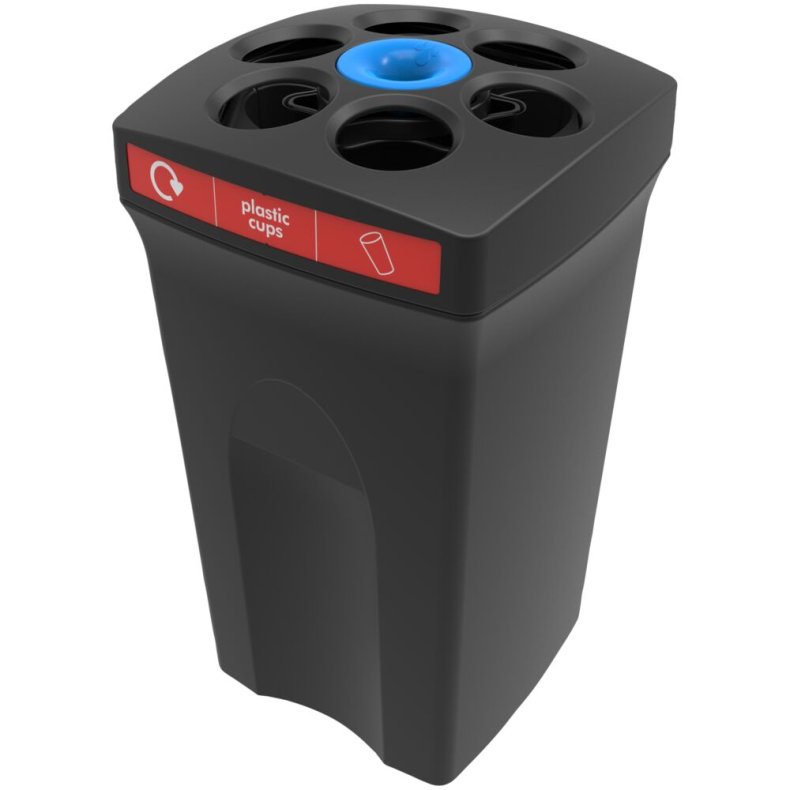 Affaldsspand, Enviro Cup, sort, MDPE/genanvendt, 7-rums, 7,5 l, til opsamling af plastikkrus og v�ske, r�dt reservoir *Denne vare tages ikke retur*