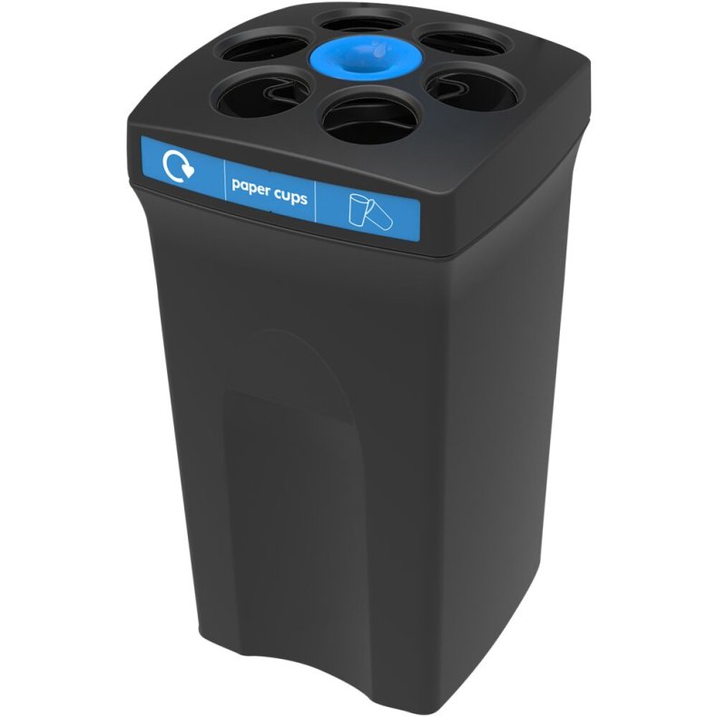 Affaldsspand, Enviro Cup, sort, MDPE/genanvendt, 7-rums, 7,5 l, til opsamling af papkrus og v�ske, bl�t reservoir *Denne vare tages ikke retur*