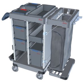 Reng�ringsvogn, Vileda Origo 2 Ready-to-Go, CX, 66x60x141,5cm, gr�, aluminium/PA/PP/st�l, til fugtsystem, med tilbeh�r *Denne vare tages ikke retur*