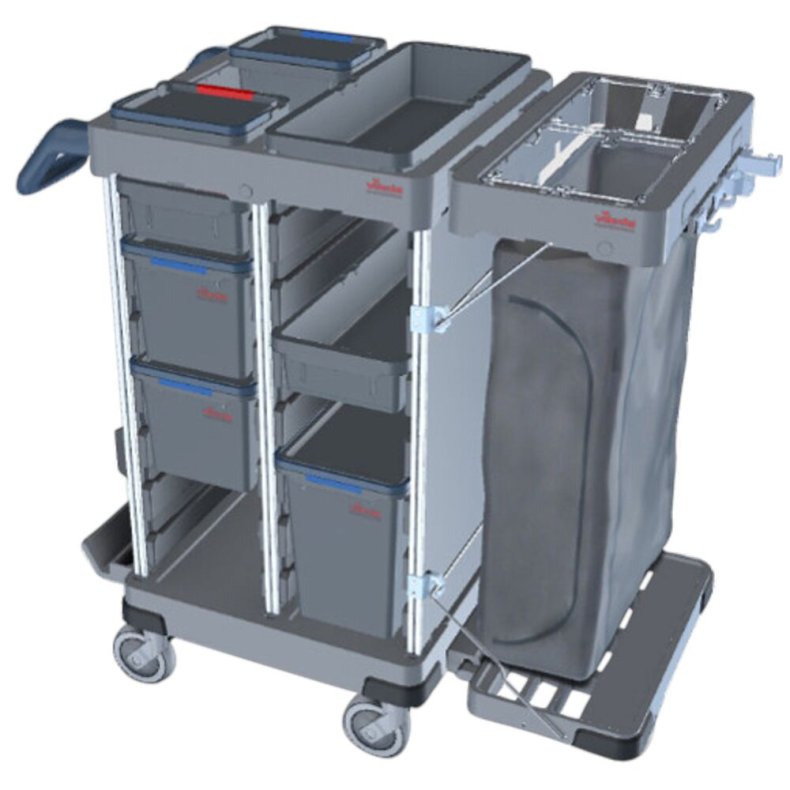 Reng�ringsvogn, Vileda Origo 2 Ready-to-Go, CX, 66x60x141,5cm, gr�, aluminium/PA/PP/st�l, til fugtsystem, med tilbeh�r *Denne vare tages ikke retur*