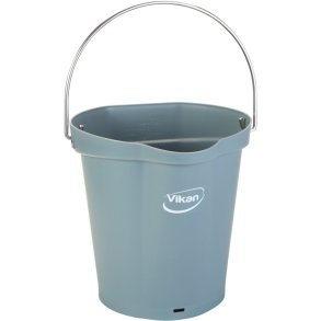 Spand til f�devarer, Vikan, 6 l, gr�, PP/rustfrit st�l, med h�ldetud *Denne vare tages ikke retur*
