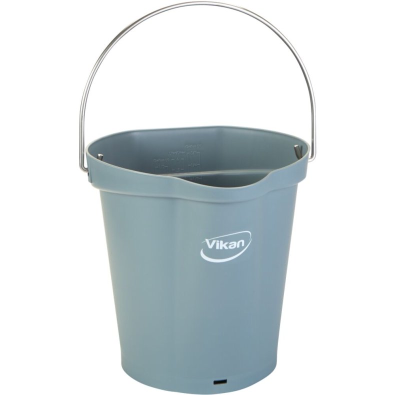 Spand til f�devarer, Vikan, 6 l, gr�, PP/rustfrit st�l, med h�ldetud *Denne vare tages ikke retur*