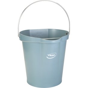 Spand til f�devarer, Vikan, 32,5x33x33cm, 12 l, gr�, PP/rustfrit st�l, med h�ldetud *Denne vare tages ikke retur*