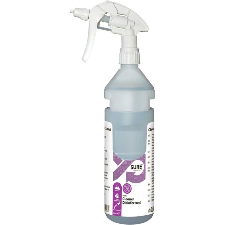 Bruseflaske, Diversey, 750 ml, til Sure Cleaner Desinfectant, hvidt brusehoved *Denne vare tages ikke retur*