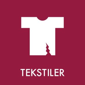 Piktogram, 12x12cm, bordeaux, folie, til tekstilaffald, selvkl�bende