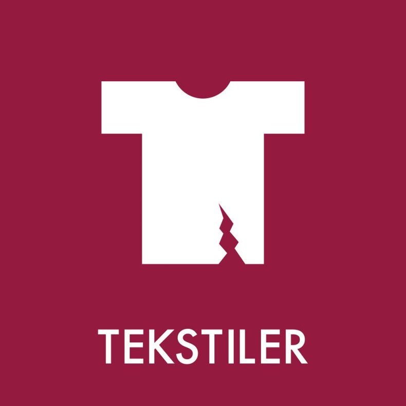 Piktogram, 12x12cm, bordeaux, folie, til tekstilaffald, selvkl�bende