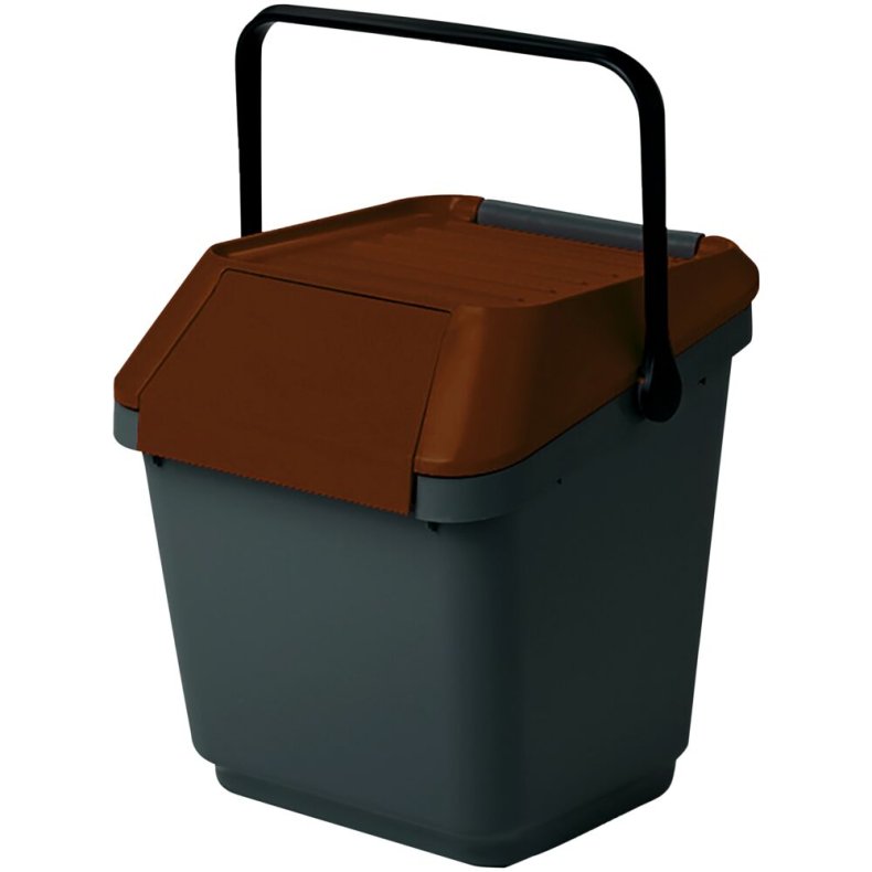 Affaldsspand, EasyMax, gr�, plast, 35 l, med brun l�g, stabelbar