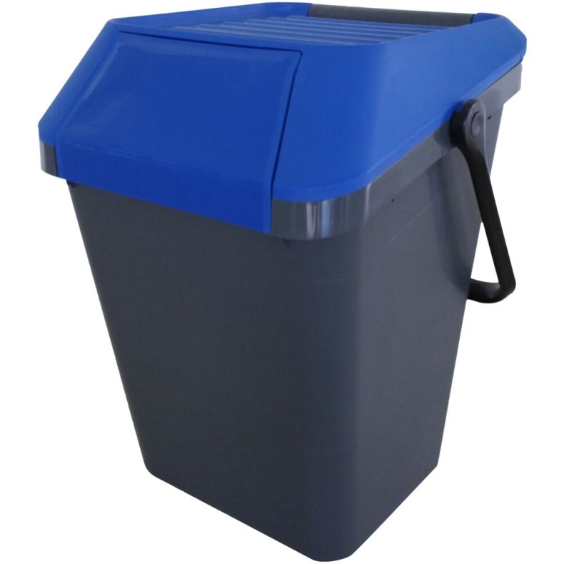 Affaldsspand, EasyMax, gr�, plast, 45 l, med bl� l�g, stabelbar