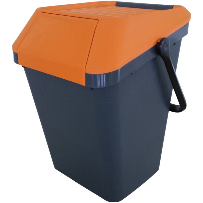Affaldsspand, EasyMax, gr�, plast, 45 l, med orange l�g, stabelbar