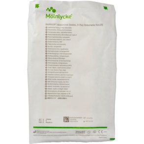 Gazekompres, M�lnlycke, 3-lags, 40x45cm, hvid, med r�ntgentr�d, steril *Denne vare tages ikke retur*