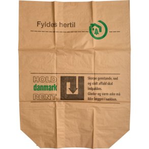 Papirs�k, 1-lags, 110 l, brun, papir, 70x95+25cm, v�dst�rk, p�trykt ''Hold Danmark Rent''