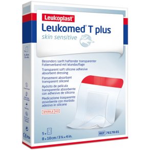 Filmforbinding, Leukomed T Plus, 10x8cm, transparent, med s�rpude og silikonekl�bekant, latexfri, steril, engangs *Denne vare tages ikke retur*