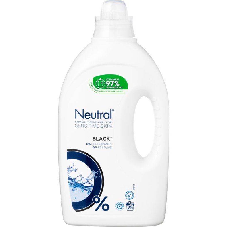 T�jvask, Neutral, 1,25 l, sort, uden farve og parfume