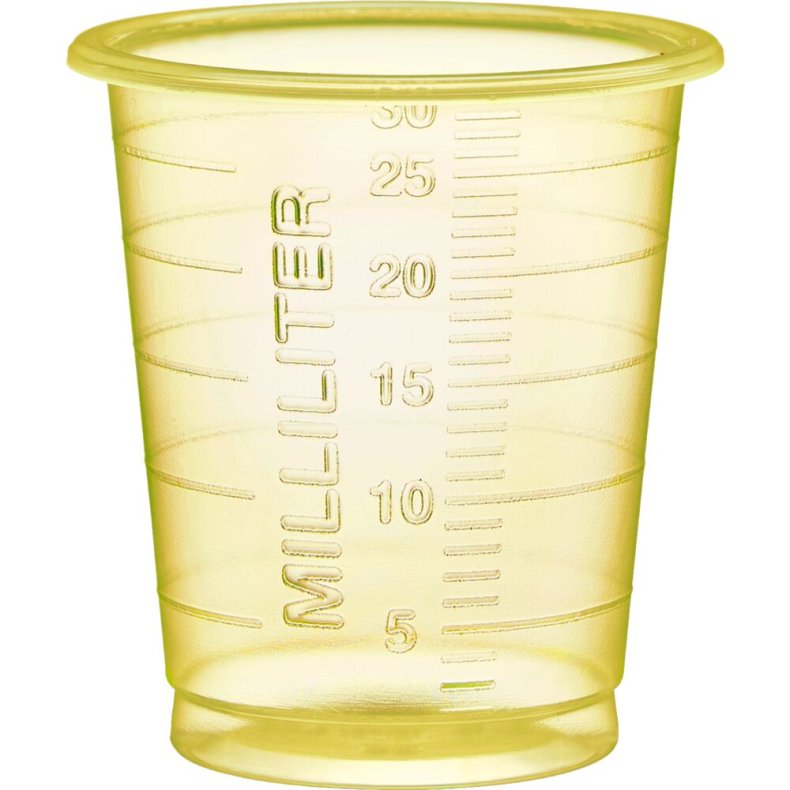 Medicinb�ger, Eco, 30 ml, gul, med graduering