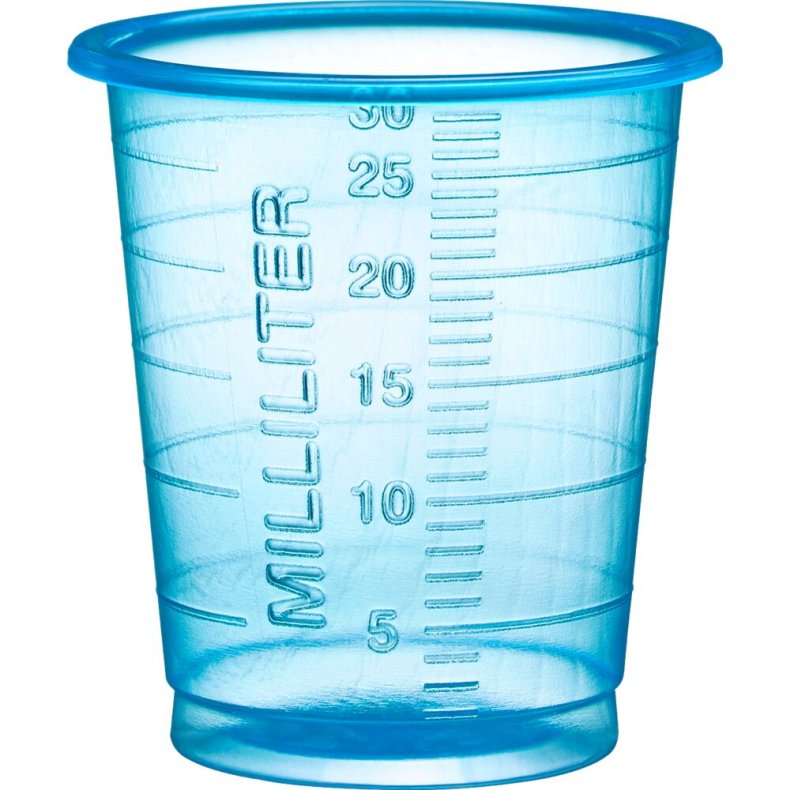 Medicinb�ger, Eco, 30 ml, bl�, med graduering
