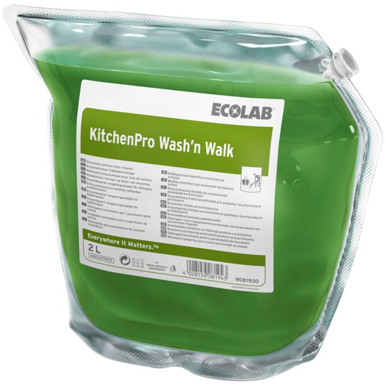 Gulvreng�ring, Ecolab KitchenPro Wash’n Walk, 2 l, med farve og parfume