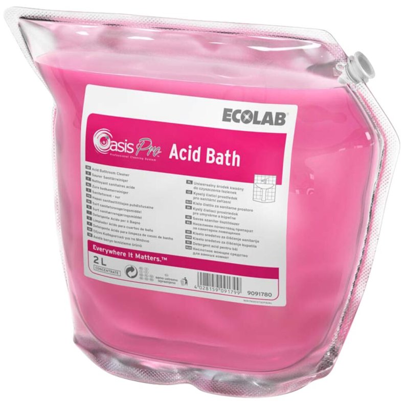 Sanitetsreng�ring, Ecolab Oasis Pro Acid Bath, 2 l, sur/kalkh�mmende, med farve og parfume