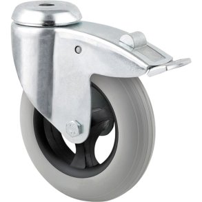 Hjul, Vileda Origo, �125mm, gr�, plast/st�l, med bremse, drejeligt, bl�de *Denne vare tages ikke retur*