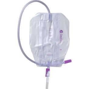 Urinpose, benpose, Greaturo, 60cm, 750 ml, flerkammer, DV/NRV, NW bagside, justerbar slange, nattilkobling