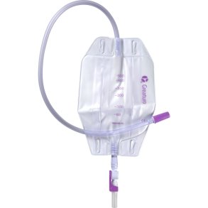 Urinpose, benpose, Greaturo, 60cm, 500 ml, flerkammer, DV/NRV, NW bagside, justerbar slange, nattilkobling