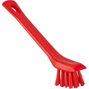 Detaljeb�rste, Vikan, 15cm, r�d, polyester/PP/rustfrit st�l, med skrabekant, stiv *Denne vare tages ikke retur*