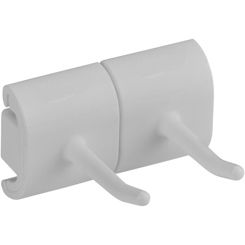V�goph�ng til redskaber, Vikan, 8,3x7,8x4,8cm, hvid, PP/TPE, dobbeltkrogs modul *Denne vare tages ikke retur*