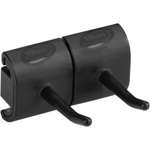 V�goph�ng til redskaber, Vikan, 8,3x7,8x4,8cm, sort, PP/TPE, dobbeltkrogs modul *Denne vare tages ikke retur*