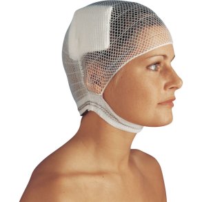 Netbandage, Carefix, XL, hvid, til hoved, elastisk, med gr�n s�m, latexfri, usteril *Denne vare tages ikke retur*