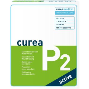 Superabsorberende bandage, Curea P2 Active, 20x20cm, med aktivt kul, uden kl�ber, steril, engangs *Denne vare tages ikke retur*