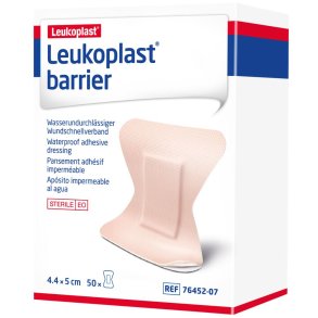 H�fteplaster, Leukoplast Barrier, 5x4,4cm, beige, fingertip, vandfast, steril *Denne vare tages ikke retur*