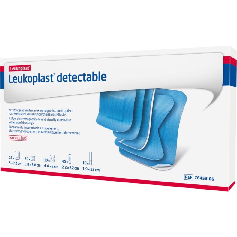 H�fteplaster, Leukoplast Detectable, bl�, ass. st�rrelser, steril *Denne vare tages ikke retur*