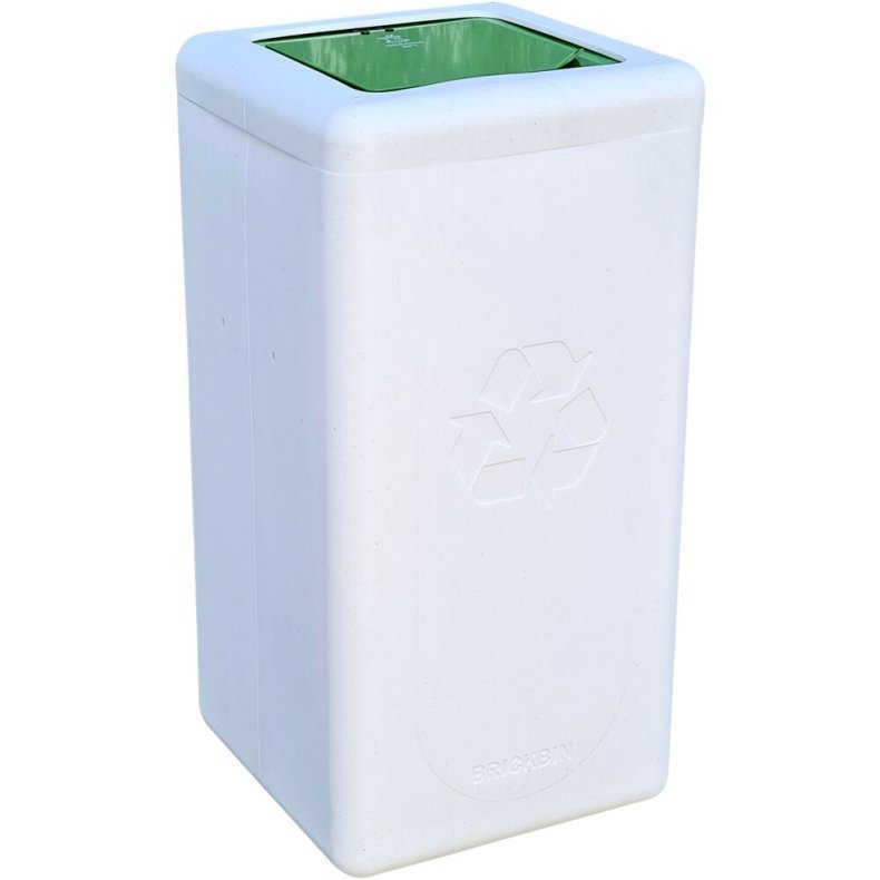 Affaldsspand, BrickBin, hvid, HDPE, 65 l, hvid/gr�n, med s�kkeholder og l�g *Denne vare tages ikke retur*