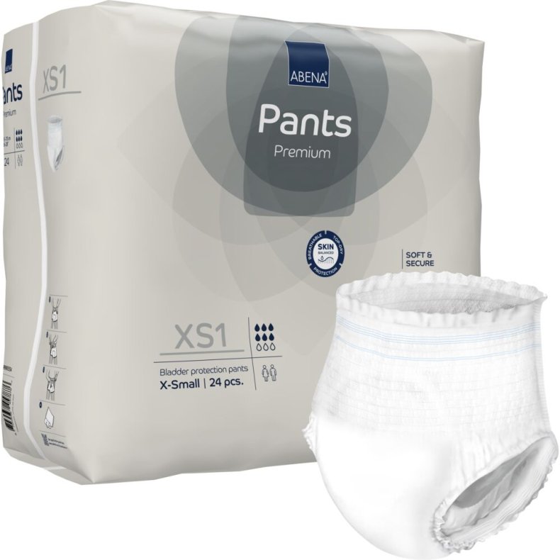 Bukseble, ABENA Pants Premium, XS1, gr� farvekode